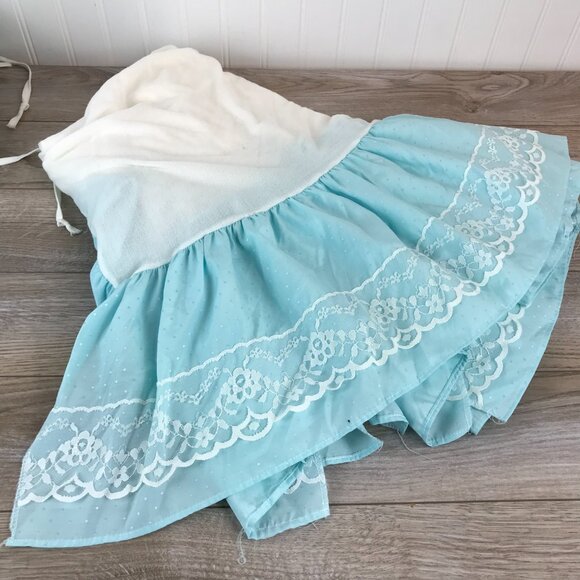 Vintage Pastel Blue & White Lace Baby Crib Bedding Set, Bumper Pad Ruffle Skirt - Picture 3 of 13